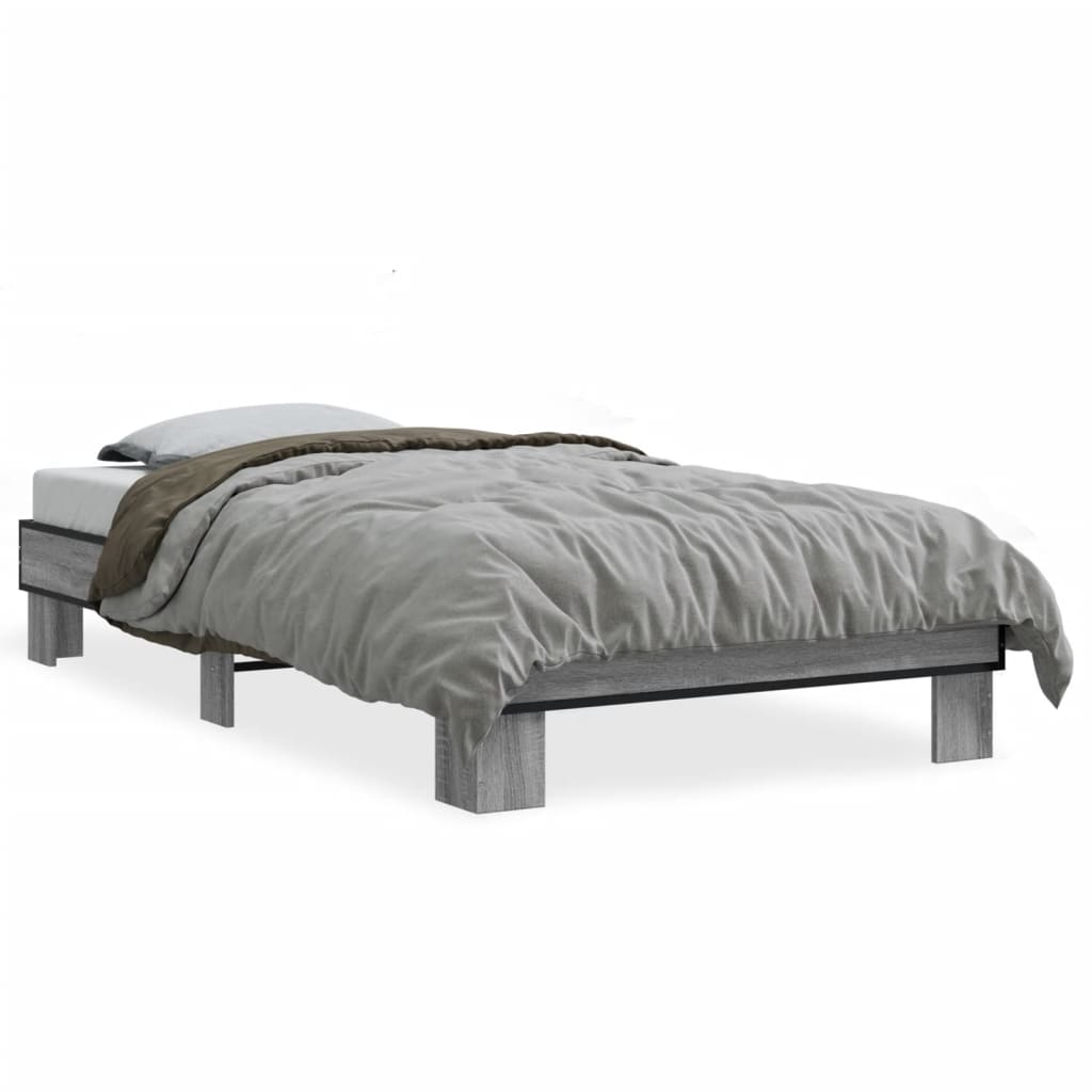 Bed Frame without Mattress Grey Sonoma 100x200 cm